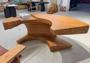 Bureau de travail moderne en forme d'arc, bureau d'ordinateur ergonomique incurvé, table d'étude en bois massif pour le bureau à domicile - Product Image 5