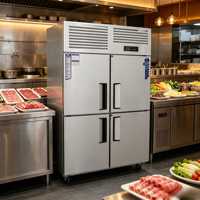Congélateur vertical commercial en acier inoxydable robuste avec affichage numérique, refroidissement par air, réfrigérateur vertical de cuisine