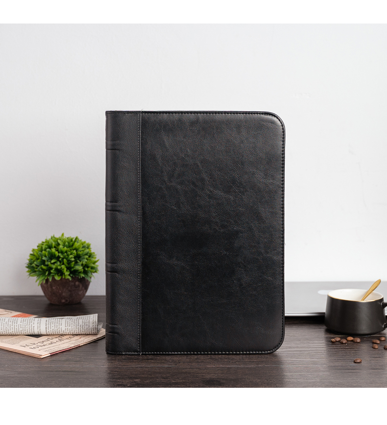 Custom design a4 size folder zip a4 personalised conference folder leather document folder a4 leather