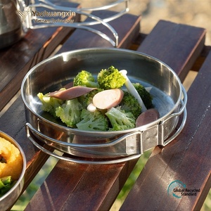 Kingpool Modern Outdoor Stainless Steel Camping Cooking Pot Pan Portable Lightweight Triply <b>Cookware</b> Set Utensils Gas Induction - Product Image 3