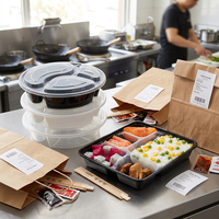 Boîtes alimentaires rectangulaires jetables en plastique MultiSpec avec couvercles réutilisables pour emballage à emporter