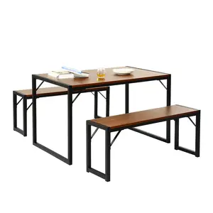 Een Tafel 2 Stoelen Stoelen Modern Design Home Restaurant Metalen Eettafel Sets