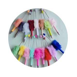 Penne a sfera con perline di peluche Creative fai da te penne a sfera in rilievo in stile carino accessori da ufficio in peluche - Product Image 3