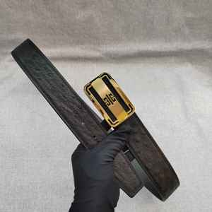 Cinturón Formal de Lujo para Hombre con Hebilla de Aleación de Acero, Cuero de Avestruz, Transpirable, Duradero, 3.8CM de Ancho - Product Image 3