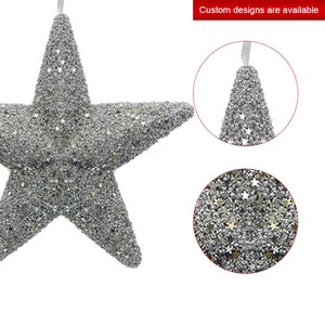 Weihnachts dekoration Silber Glitter Hängender Stern für Weihnachts baum Modernes Design für Wohnkultur angepasst