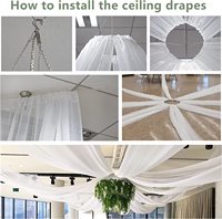 Rideaux de plafond blancs pour mariage, 4 panneaux, 5 pieds x 20 pieds, rideaux transparents en mousseline, tissu drapé pour fête, cérémonie, scène, drapé de tente