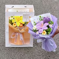 Ramo de Flores de Ganchillo, Tulipanes Tejidos, Arreglo Floral, Regalo de Cumpleaños, Ramo de Tulipanes de Ganchillo, Regalo para Mamá, Flores de Ganchillo