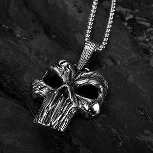 OEM ODM Biker Schmuck Retro Strafe Schädel Edelstahl Biker Anhänger Halskette Modeschmuck - Product Image 3