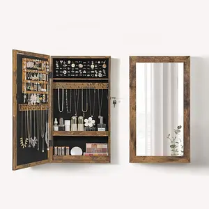 Living Removable Decorative Top Locking Mirrored Cheval Wall Mounting Jewelry Armoire