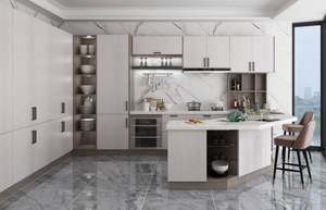 Cuisine modulaire moderne, armoires en contreplaqué et aggloméré sur mesure, conception gratuite avec modèle 3D, plusieurs couleurs au choix - Product Image 2