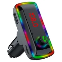다채로운 빛 듀얼 USB 자동차 전화 충전기 블루투스 MP3 플레이어 LED 디스플레이 FM 송신기