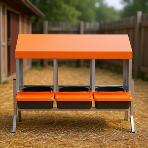 Nichoirs à œufs orange à 3 compartiments en acier galvanisé et plastique haute résistance pour la collecte des œufs, équipement avicole - Product Image 2