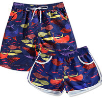 Short de bain imprimé pour Couple, coupe ample, plage, parc aquatique, short de bain, plage, Surf, séchage rapide