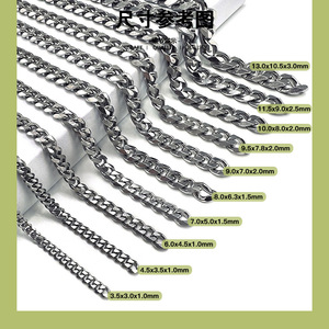 Collier punk en acier inoxydable 304 à six côtés biseautés, couleur argentée, haute résistance à la décoloration, chaîne de pull unisexe, bijoux - Product Image 1
