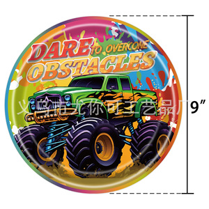 Articles de fête sur le thème des graffitis Monster Truck : nappes jetables, assiettes en papier, gobelets, serviettes, couverts, décorations d'anniversaire - Product Image 3