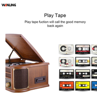 Système compact 6 en 1, tourne-disque stéréo rétro à 3 vitesses, lecteur de disques vinyles, radio, lecteur de CD