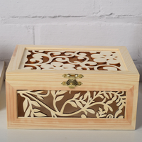 Boîtes en bois sculptées sur mesure en gros avec couvercle à charnière, boîte de rangement décorative pour bijoux, thé, souvenirs
