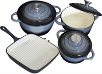 Cocotte en fonte pour soupe et casseroles, en émail coloré, ensemble de 7 pièces