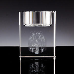 Bougeoir <span class=keywords><strong>en</strong></span> <span class=keywords><strong>verre</strong></span> transparent fait à la main, chandelier <span class=keywords><strong>en</strong></span> cristal personnalisé gravé <span class=keywords><strong>en</strong></span> 3D - Product Image 6