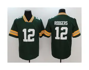 All'ingrosso maglia da Football americano verde Bay Packers 10 Love 12 Rodgers maglia ricamata