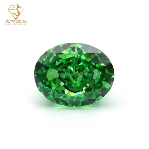 Various Size In Stock Middle Green CZ Loose Gemstone Oval Cut Beautiful Color Ice Cut Cubic Zirconia Stone