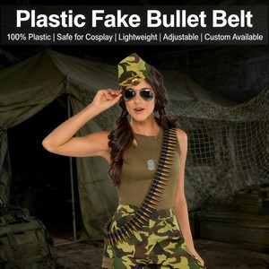 Ceinture de balles en plastique de 60 pouces pour cosplay steampunk, accessoire de costume <span class=keywords><strong>militaire</strong></span>, pour rock star, très vendue, réutilisable, imperméable - Product Image 1
