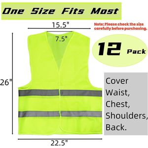 Gilet di Sicurezza 12 Pezzi Alta Visibilità <span class=keywords><strong>con</strong></span> Strisce Riflettenti in Rete ANSI Classe 3 EN ISO Classe 3 Impermeabile <span class=keywords><strong>con</strong></span> Logo Uniforme da Lavoro per Edilizia - Product Image 2