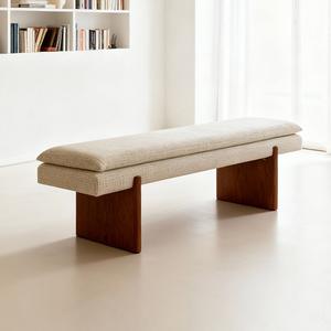 Banco de madera maciza tapizado en verde, diseño minimalista moderno para entrada o comedor, construcción duradera - Product Image 3