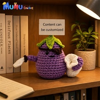Peluche aubergine au crochet faite à la main avec carte, cadeau d'anniversaire, décoration de cuisine, soutien émotionnel, vente en gros