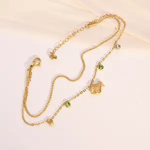 Modeschmuck Fußkettchen Wasserdicht nicht trüben 18 Karat vergoldet Edelstahl Fußkettchen Kette Armband Damen Fußkettchen für Frauen