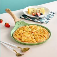 Wajan Alas Datar Hijau Anti Lengket Wajan Pancake Baru Wajan Crepe dengan Gagang Aman Tahan Panas Cocok untuk Sarapan Aman untuk Oven Tersedia OEM