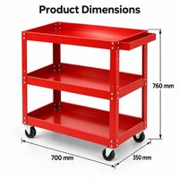 Chariot à outils à 3 niveaux, chariot utilitaire en métal robuste avec roues et étagères de rangement pour garage, atelier, outils de réparation automobile