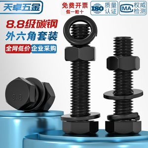 Black External Hex Bolts And Nuts M4 M5 M6 M8 M10 M12 Grade 8.8 With Washers High Strength For Rail Transit Equipment - Product Image 5
