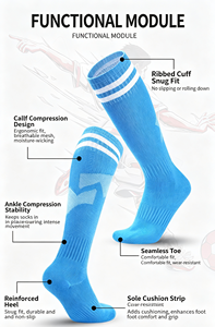 Calcetines Deportivos hasta la Rodilla Azul Marino con Rayas Blancas para Hombre y Mujer - Product Image 6