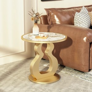 Mesa de centro móvil de estilo italiano de lujo ligero con losa de cuarzo, mesita de noche minimalista moderna, gabinete lateral creativo de alta gama - Product Image 1