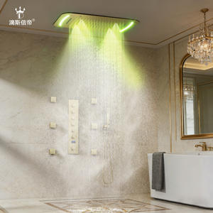 Ensemble de douche à LED encastré Dipsi Emperor, tête de douche rectangulaire en or brossé, affichage de la température moderne, système de douche pour salle de bain - Product Image 1