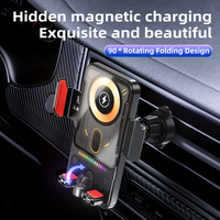 Support de téléphone de voiture OEM personnalisé avec chargeur sans fil 15W à capteur G, bras mécanique flexible et stabilisateur à hauteur réglable