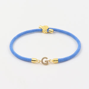 2024 nuevas pulseras con letras iniciales de circón pavimentado para <span class=keywords><strong>mujer</strong></span>, pulsera con abalorio de cuerda ajustable colorida para <span class=keywords><strong>mujer</strong></span>, regalo de joyería - Product Image 6