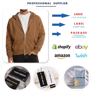 Heavyweight French Terry Zip up Hoodie Personalizable Oversized Boxy Cropped Fit Drop Shoulder Fleece <span class=keywords><strong>Two</strong></span> Way Zipper Zip up Hoodie - Product Image 6