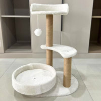 Arbre à chat moderne à trois niveaux, écologique, grande maison pour chat, plateforme de saut, griffoir en bois et sisal, structure d'escalade en laine, 60 cm