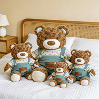 Ours en peluche habillé, jouets en peluche doux, salopette en velours côtelé, t-shirt à pois, animaux en peluche câlins, cadeau d'anniversaire pour enfants et filles, vente en gros