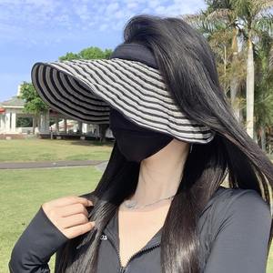 Striped Wide Brim Sun <b>Hat</b> for Women Foldable Flax Beach Sun Protection <b>Hat</b> <b>Summer</b> Outdoor Use Flower & Bowknot - Product Image 4