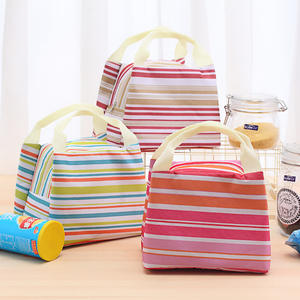 Bolsa de almuerzo aislada a rayas, bolsa grande blanca estilo Bento para almacenamiento de alimentos multiusos, para viajes, verano 2017 - Product Image 1