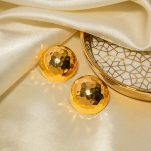 Bildirimi pvd kaplama 18k altın kaplama takı hafif yarım küre hollow saplama küpe altın paslanmaz çelik kadınlar için - Product Image 6