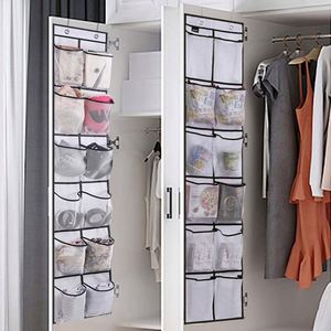 Gray 12 Grid Wall-Mounted <b>Shelf</b> Home Dormitory Hanging Storage Bag Door Rear Hanging Bag - Product Image 6