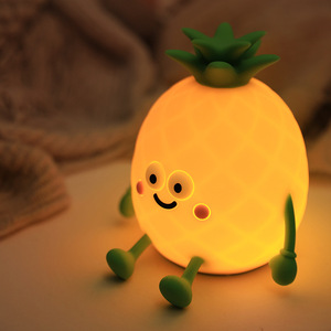 Cute LED USB Rechargeable Pineapple Silicone Night Lamp Clap Control RGB Sleep Atmosphere <b>Lights</b> For kids Bedroom - Product Image 5