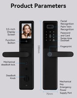 Serrure Intelligente WiFi Tuya QLEUNG S859MAX avec Déverrouillage Facial et par Veine Palmaire, Interphone Vidéo, Empreinte Digitale, Carte IC, Mot de Passe, Serrure de Porte Domestique Sans Clé
