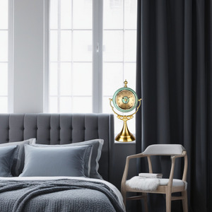 Retro Style Ceramic Table <b>Clock</b> Circular Gold Base Decorative Desktop <b>Clock</b> Home Ornament - Product Image 3