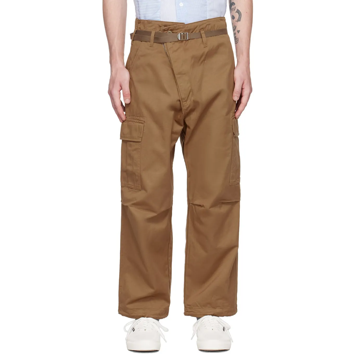 Wholesale Custom Streetwear Baggy Cargo Trousers With Side Pockets OEM Fashion Brand Cotton Twill Men Cargo Pants