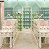 Présentoir en bois pour magasin de bébé pour couches biberons sucettes avec porte-étiquettes